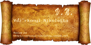 Várkonyi Nikoletta névjegykártya